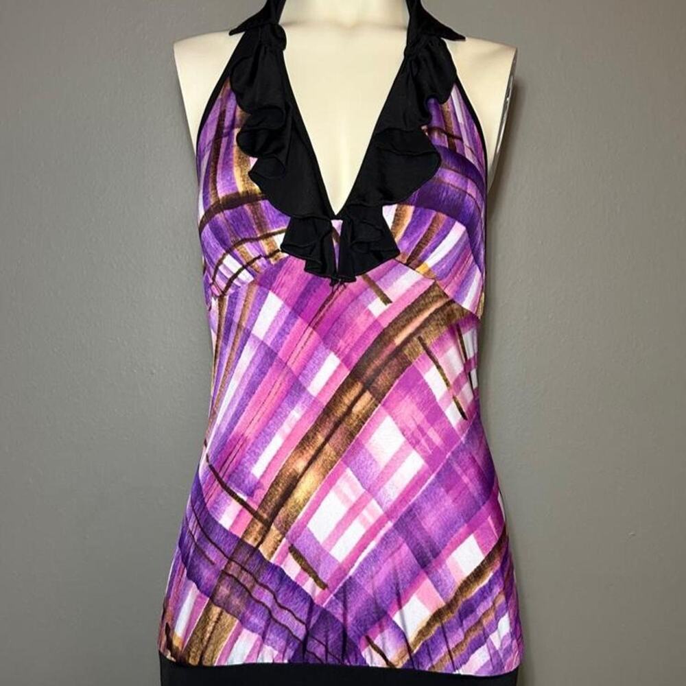 y2k La scala purple black white top
